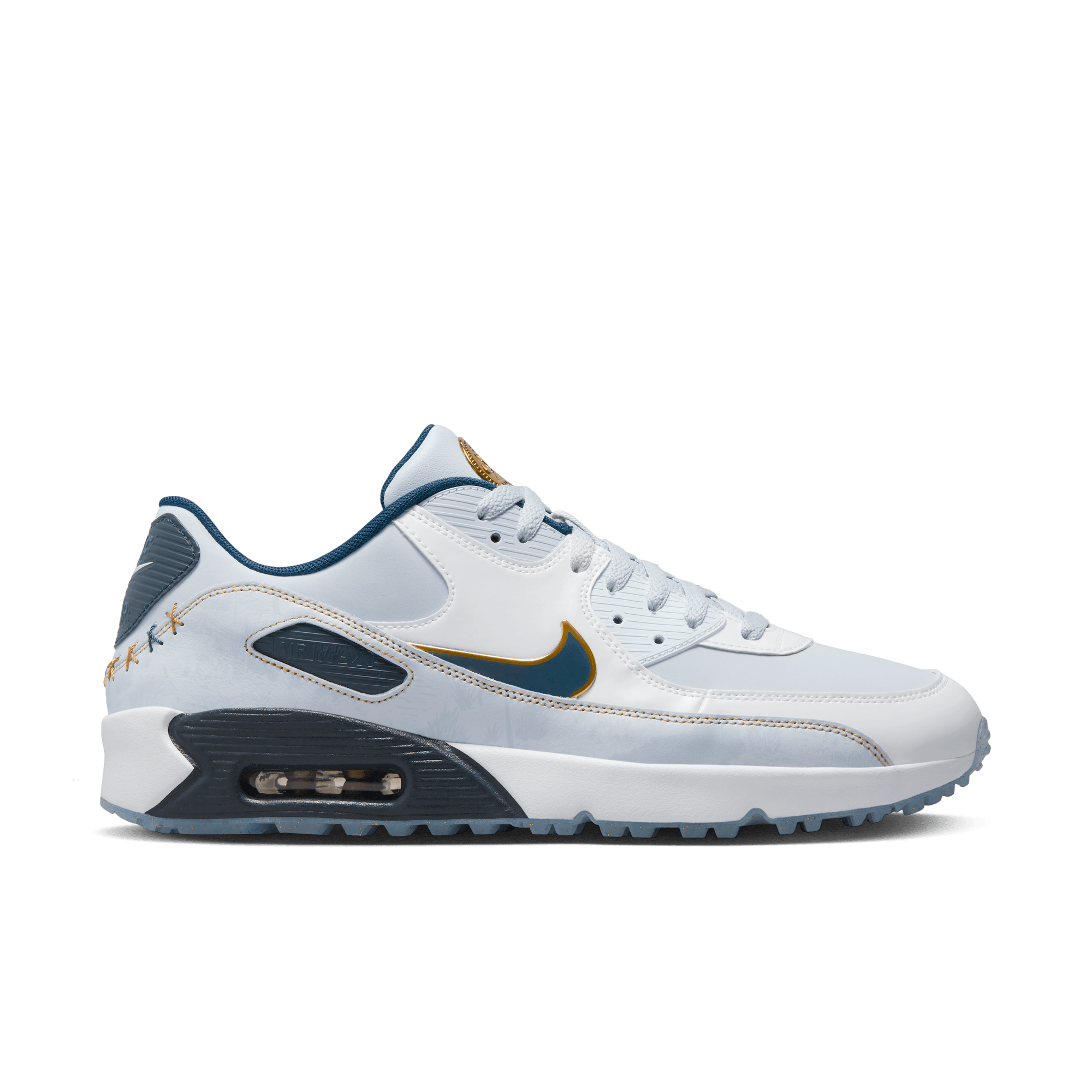 Air Max 90 G NRG Spikeless Golf Shoe-Gold/Navy/White